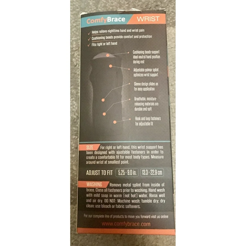ComfyBrace Night Wrist Sleep Brace Support‎ Adjustable Set/2 NIB